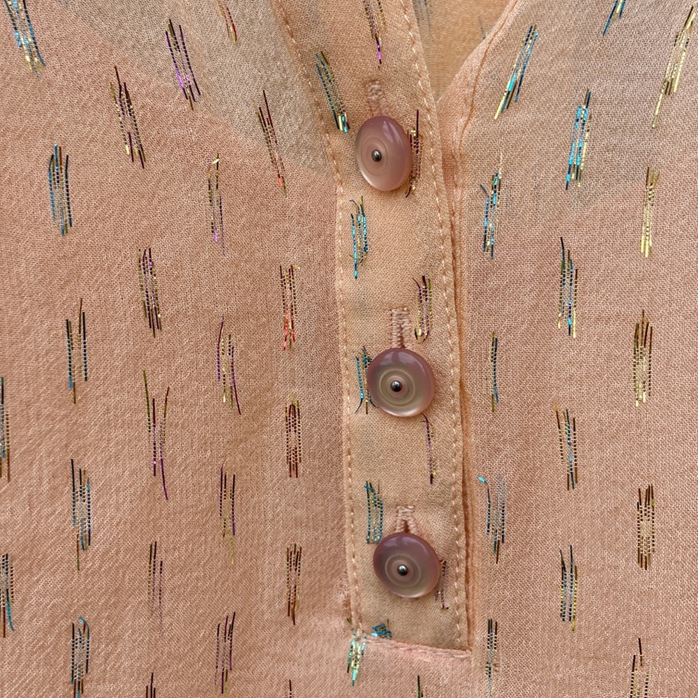 Ella Moss Sparkly Sheer Peach Top With Snap In Camisole Women's Size M - Picture 6 of 6